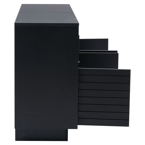 Buffet De Salon Avec 2 Armoires Et 4 Compartiments, - Armoire De Salon Moderne Avec LED - Noir