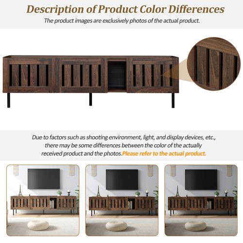 Meuble TV Bas 160×40×47 Cm Couleur Noyer, Design Ajouré, Lowboard Mdf, Pour TV Jusqu’à 65", Salon