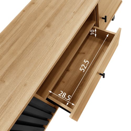 Meuble TV 170 Cm Bois et Noir – Lowboard Élégant Avec Tiroirs, Grand Rangement Et Design Unique