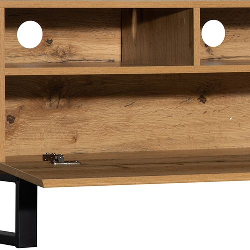 Meuble TV Bas De Style Industriel Rétro 180 Cm, Banc TV Avec 2 Portes Et 2 Tiroirs, Noir+bois