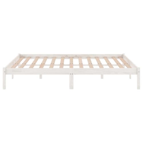 Lit Adulte Contemporain - Lit Double Cadre De Lit Blanc Bois De Pin Massif 140x190 Cm