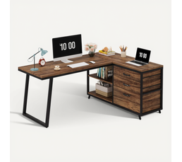 Pack Bureau Gamer Amstrad DESK120Z & Fauteuil Ultimate - Bureau 120 Cm Blanc, Style Carbone | Porte-gobelet, Support Casque Inclus - 2