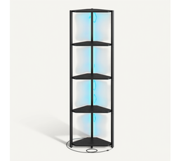 Étagère Bibliothèque CARLA 5 Niveaux - Noir Et Effet Bois, H.190 Cm | Rangement Moderne Pour Petit Espace