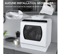 Mini Lave-vaisselle Posable 4 Couverts 43x42x46cm Blanc - Neuf