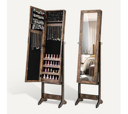 Armoire à Bijoux 3 En 1 Sur Roulettes COSTWAY - Miroir Psyché LED + Rangement Verrouillable Blanc