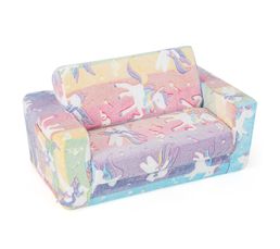 Canapé Convertible Pour Enfants 2 En 1 - Fauteuil Qui Se Transforme En Lit - Motif Licorne Brillant Dans Le Noir