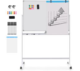 Tableau Magnétique Blanc 70x50 Cm – Tableau D’Affichage Mural Avec 12 Aimants & Marqueurs Effaçables, Idéal Bureau Ou Maison