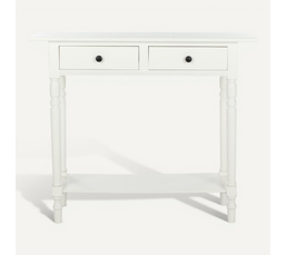 Console D'entrée En Cannage Blanc Bohème - 100x29x81cm - 1 Tiroir Réversible + 1 Niche - Style Vintage Naturel Pour Décorer Votre Intérieur