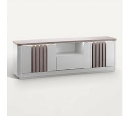 Meuble TV Vicco Novelli - 155x41x40 Cm, Anthracite/blanc, Rangements Fermés Et Ouverts