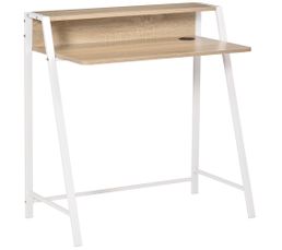 Bureau étagère Droit DETROIT Design Industriel - Bois Et Métal - 80x48x137cm - 3 Niches De Rangement