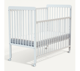 Lit Bébé Cangaroo Wing 120x60 Cm - Bois De Hêtre - 3 Hauteurs Ajustables - Roues Avec Frein - Blanc - 2