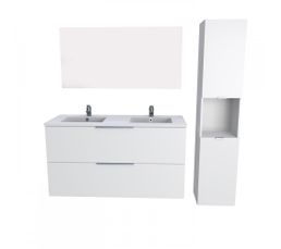 Meuble Sous Lavabo Mural Blanc Et Marron 40x22x58 Cm - Ensemble Salle De Bain Compact Avec Vasque (sans Robinet)