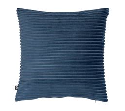 Coussin Déhoussable En Velours Bleu Canard Texte Brodé 25 X 58 Cm