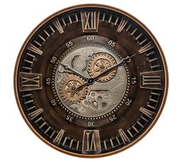 Horloge Murale Design Moderne En Métal Et Bois Avec Cadre Géométrique