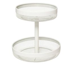 Corbeille à Fruits 2 étages En Bambou - Design Simple Et Pratique - Pour Rangement Cuisine Ou Table - Couleur Beige