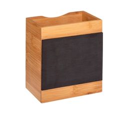 Organiseur En Bambou Five Empilable - Dimensions 17.5x15.5x12.5 Cm, Pour Rangement Modulable Sur Le Plan De Travail