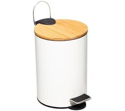 Poubelle à Pédale Blanche De 3 Litres - Design Imprimé, En Métal, Facile à Nettoyer - Parfaite Pour Bureau Ou Salle De Bain - 7