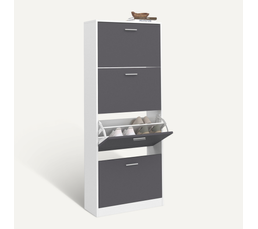 Meuble à Chaussures 3 Abattants PEGANE - Chêne Gris Blanchi, 113 X 60 X 22 Cm - 11