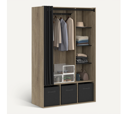 Dressing DETROIT Bois Et Métal Blanc - Penderie Ouverte 2 Tiroirs L80 X P40 X H167 Cm - Style Industriel - 11
