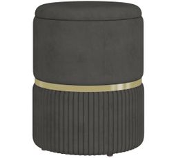 Tabouret De Rangement, Couvercle-Plateau, Pieds En Bois, Pouf Carré, H X L X P : 35X38X38 Cm