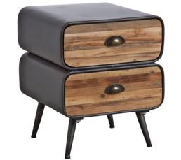 Dim PEGANE Table de Chevet avec 2 tiroirs 400 X 240 X 553 mm