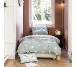 Parure De Lit 240x220 Cm En Percale De Coton - Housse De Couette + 2 Taies 65x65 Cm, Motif Paysage Naturel