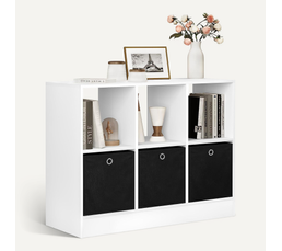 Bibliothèque Tournante 4 Niveaux HOMCOM - 16 Compartiments, Blanc, 39x39x128 Cm, Rangement Salon Bureau - 10