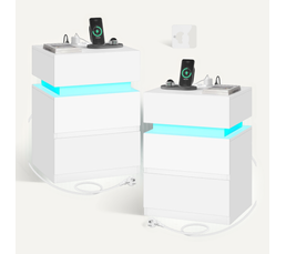 Gadroad Table de chevet LED avec station de charge, table d'appoint