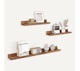 Lot De 3 Étagères Murales En Bois 40x15 Cm - Rangement Déco Pour Livres, Plantes, Cadres