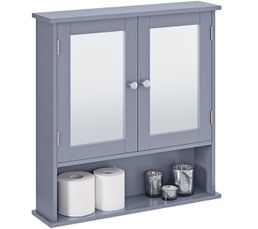 Vicco Armoire De Toilette Leopold Avec Miroir - 60x59.2x16.4 Cm, Anthracite, étagère, Pour Salle De Bain
