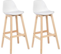 Lot De 4 Tabourets De Bar WOLTU, Tabouret De Cuisine Design En Cuir Artificiel Et Bois Noir 85407732
