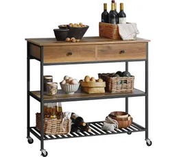Chariot De Rangement Bambou 3 Niveaux Avec Roulettes - 74.5x36x15cm - Cuisine, Salle De Bain