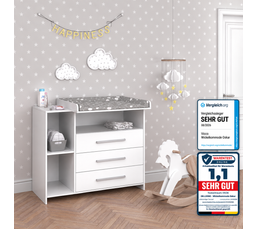 Table à Langer Bébé Scandinave Atmosphera For Kids - Dimensions 75x55x117 Cm - Blanc, En MDF - À Monter Soi-même - 5