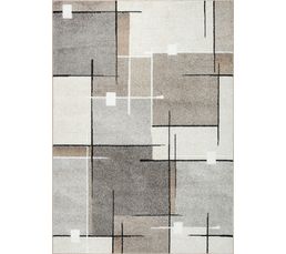 Tapis Salon Poils Courts Effet 3D Brillant - 140 X 200 Cm, Marron, Facile D'entretien
