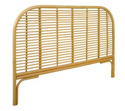 Tête De Lit Musa 165 X 60 Cm - Mélamine Couleur Chêne Avec Insert En Rotin Naturel, Style Nordique, Fixation Murale Incluse