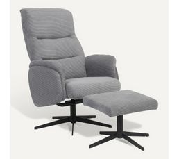 Fauteuil Relax Manuel Miliboo Nelson - Blanc, Design Moderne, Inclinable Et Pivotant, Confort Mousse Densité 24 Kg/m³ - 11
