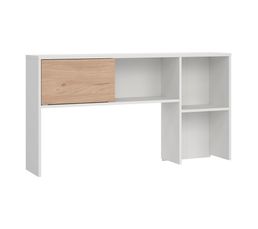 Bureau D'angle REMI Blanc 75x75x75 Cm Avec étagères Et Tiroir - Bureau Gain De Place Pour Télétravail
