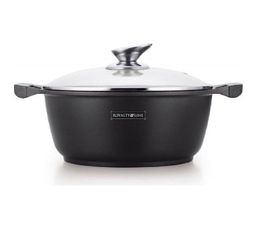 Faitout Noir 32 Cm RobuCook - Revêtement Céramique Antiadhésif - Compatible Induction - 10,4 L - Avec Couvercle Verre