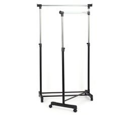 Portant à Vêtements Roulant Double Barre – Avec Roulettes Et étagère – Rangement Mobile Pratique