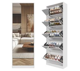 Meuble à Chaussures Blanc 110 Cm - Avec Coussin Et Rangements - Pour Entrée, Hall, Couloir