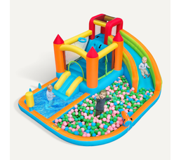 Costway – Château gonflable 3,65m x 3m x 1,82m – 2 toboggans, piscine à balles, mur d'escalade – Pour 3-4 enfants jusqu'à 120kg