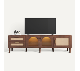 Meuble TV Design Rétro 3 Portes - L120 Cm Vert - MDF Mélaminé - Ouverture Push-up - Rangement Spacieux