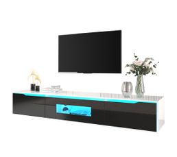 Meuble TV Avec Éclairage LED - 2 Éléments Chêne Fumé 60x35x15,5 Cm - Support Muraux Design - 4