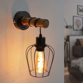 Applique Vintage Noir E27 25w  Retro Bois