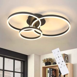 Plafonnier LED Lampe De  Noir Dimmable Avec Télécommande 74w Moderne Acrylique  Aluminium
