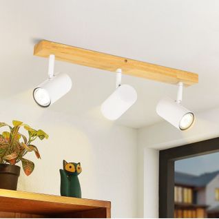 Plafonnier Bois Spot De Plafond 3 Flammes Vintage Gu10 Spot Blanc Orientable 350