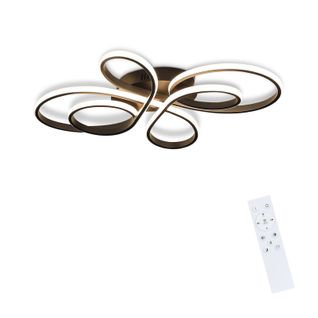 Plafonnier LED Noir 65w Avec Télécommande En Forme De Papillon Design Moderne