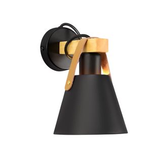 Applique Murale Vintage Rétro E27 Noir Industriel Applique Veilleuse Bois