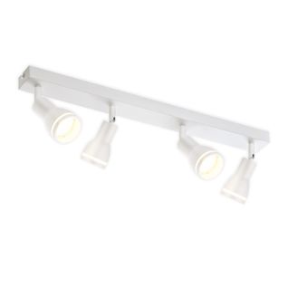 Plafonnier 4 Spots Blanc Plafonnier  Métal Gu10 Spots Pivotant Intérieur