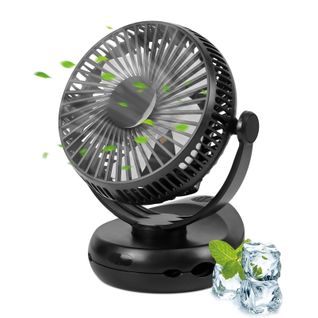 Ventilateur Petit De Table USB Avec Batterie 10 000 Mah Modèle 3-en-1 Noir